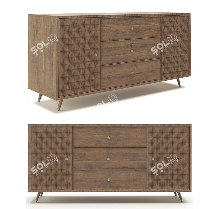 Stylish 3D Drawer with Textures 3D model image 1