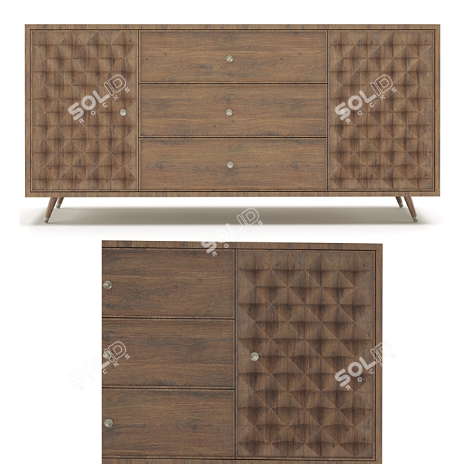 Stylish 3D Drawer with Textures 3D model image 2