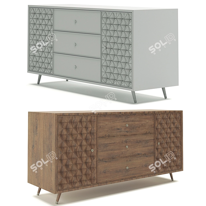 Stylish 3D Drawer with Textures 3D model image 3