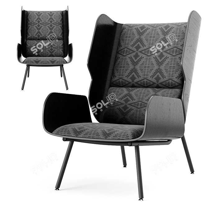 Modern Charcoal Elk Chair by Gus x Pendleton 3D model image 1