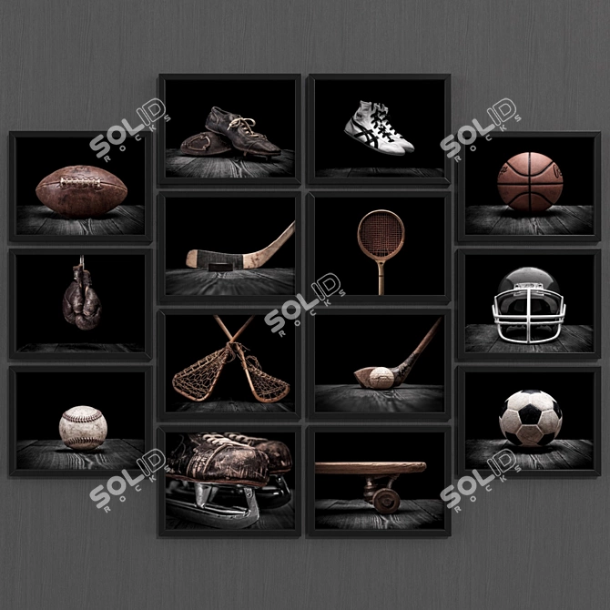 Vintage Sport Collection: Set of 140 Modern Style Paintings 3D model image 1