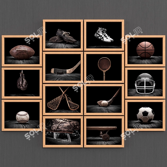 Vintage Sport Collection: Set of 140 Modern Style Paintings 3D model image 2