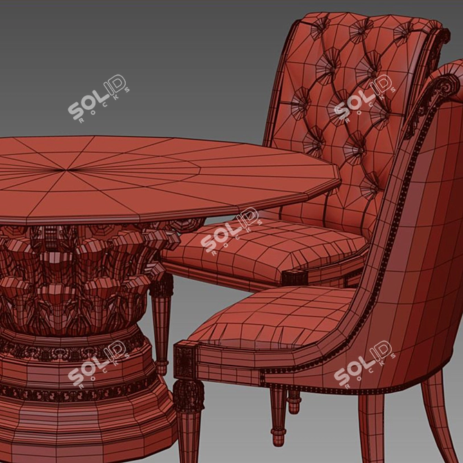 Elegant Glass Top Dining Set 3D model image 3