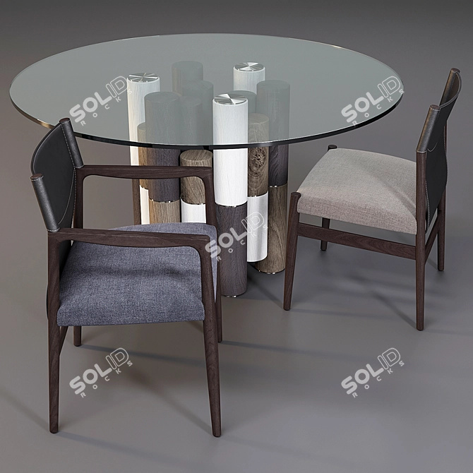 Porada: Pilar Dining Table & Sveva Chair Set 3D model image 1