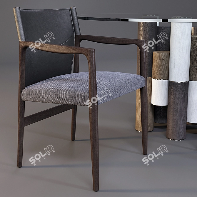 Porada: Pilar Dining Table & Sveva Chair Set 3D model image 2