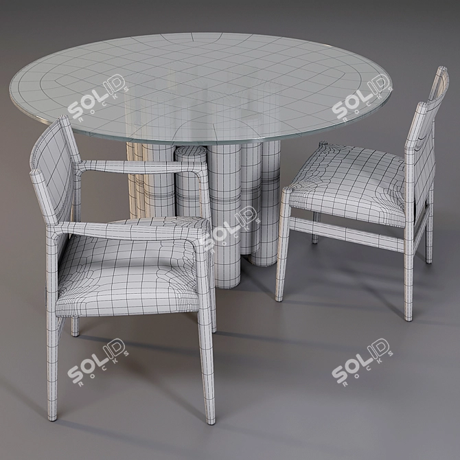 Porada: Pilar Dining Table & Sveva Chair Set 3D model image 3