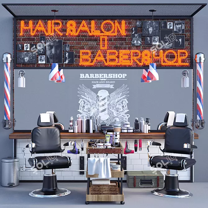 Gentlemen's Dream Barber Shop 3D model image 1