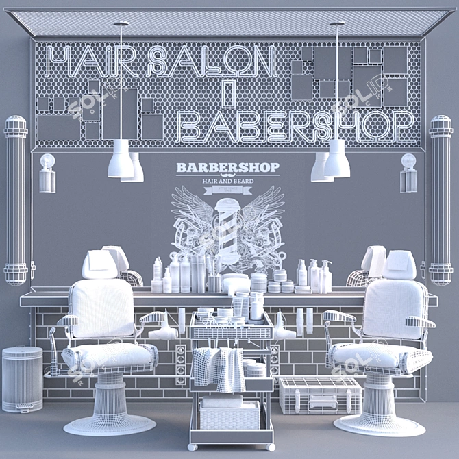 Gentlemen's Dream Barber Shop 3D model image 3