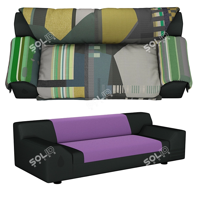 Vitra Vlinder Sofa: Dark Greens Elegance 3D model image 2