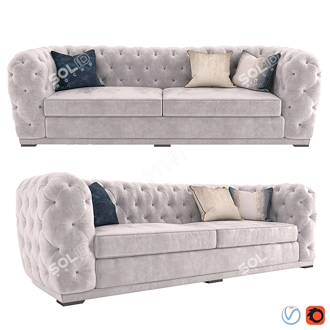 Regal Chesterfield King: Luxurious Sofa and Chair 3D model image 1