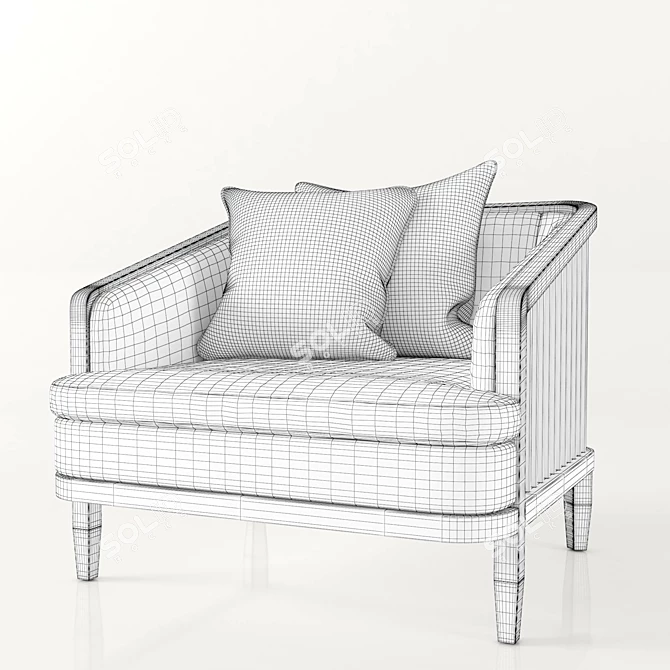 Elegant Molverno Arm Chair 3D model image 2