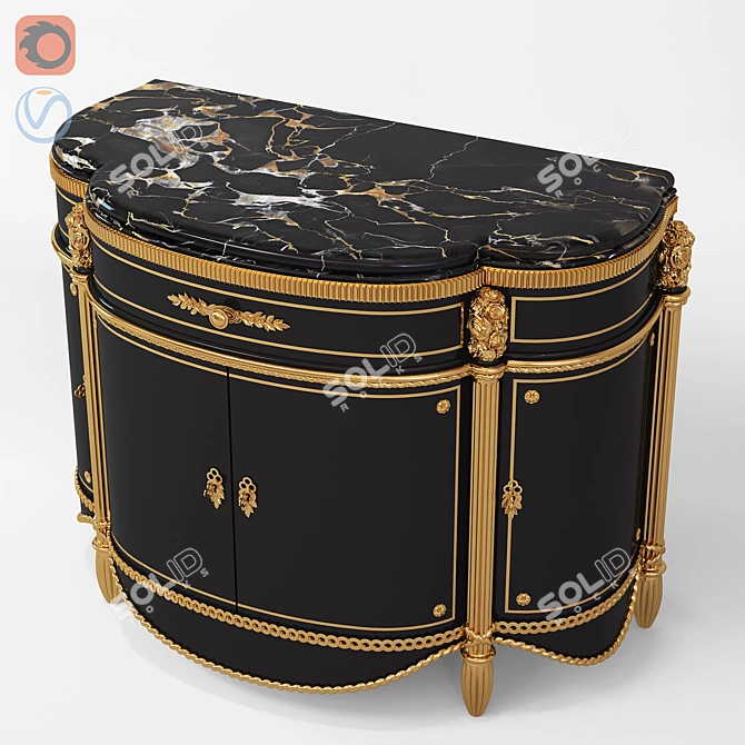 Elegant Wood & Marble Chest 3D model image 1