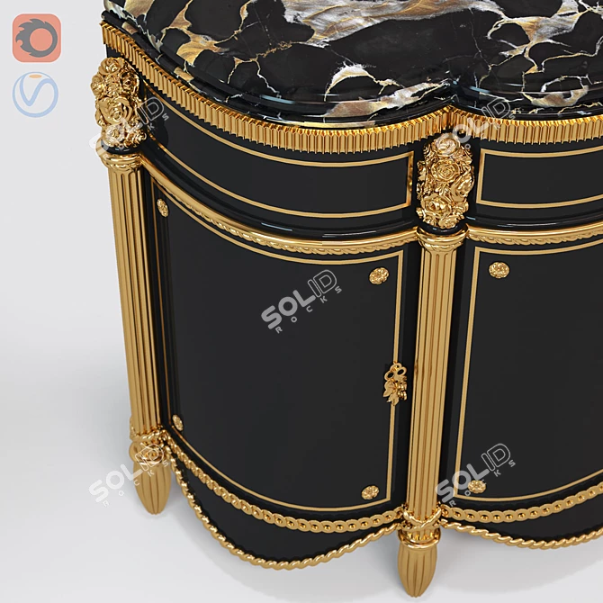 Elegant Wood & Marble Chest 3D model image 3