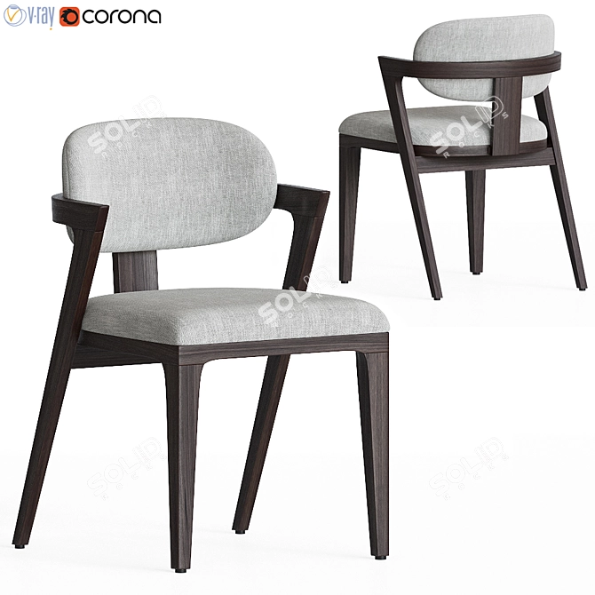 Elegant Adam Court Upholstered Chair 3D model image 1