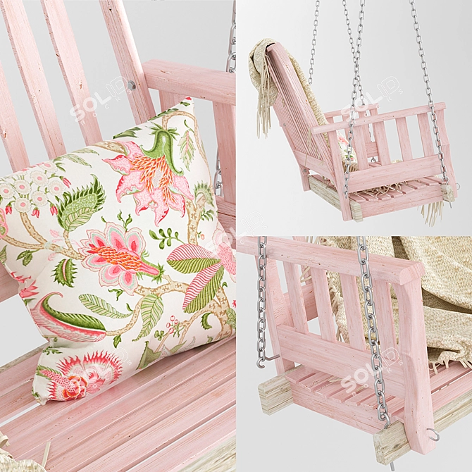Pink Garden Swing: Stylish and Comfortable 3D model image 2