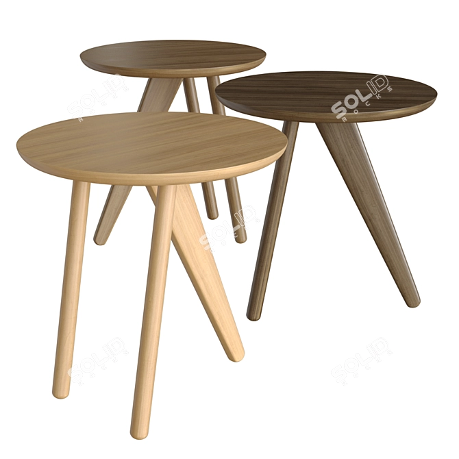 Norr11 Fin: Stylish Wood Side Table 3D model image 1