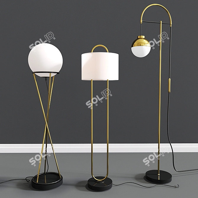 Sleek Set of Modern Floor Lamps 3D model image 1