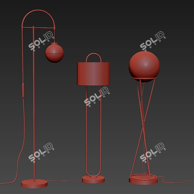 Sleek Set of Modern Floor Lamps 3D model image 2