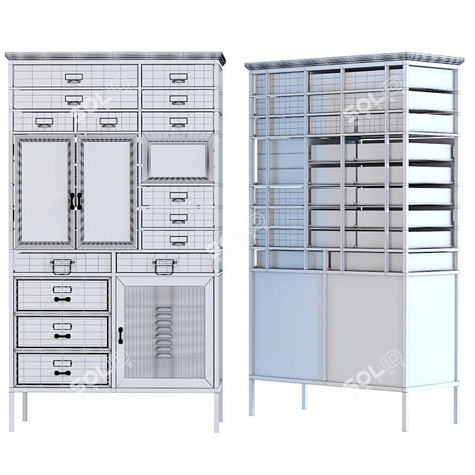 Retro Chic Storage Cabinet 3D model image 3