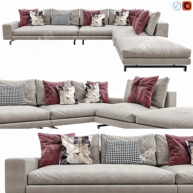 Elegant Minotti Sherman Sofa Set 3D model image 1