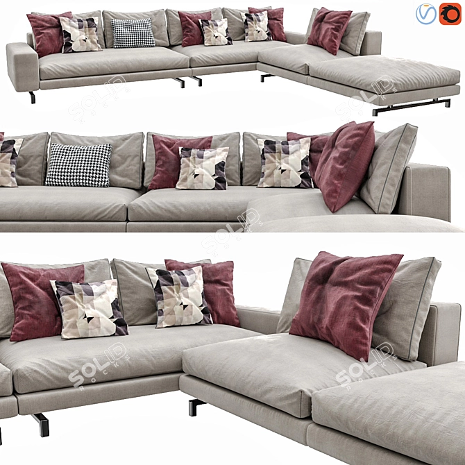 Elegant Minotti Sherman Sofa Set 3D model image 2