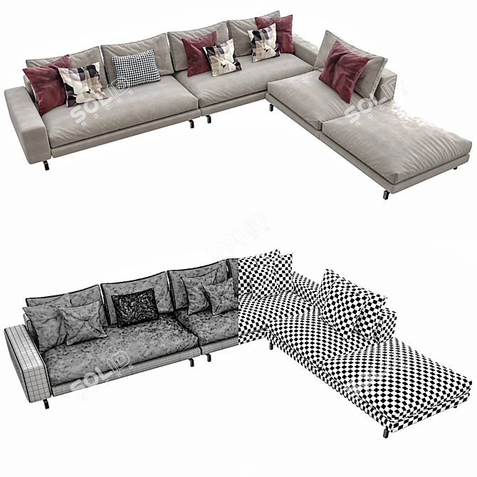 Elegant Minotti Sherman Sofa Set 3D model image 3