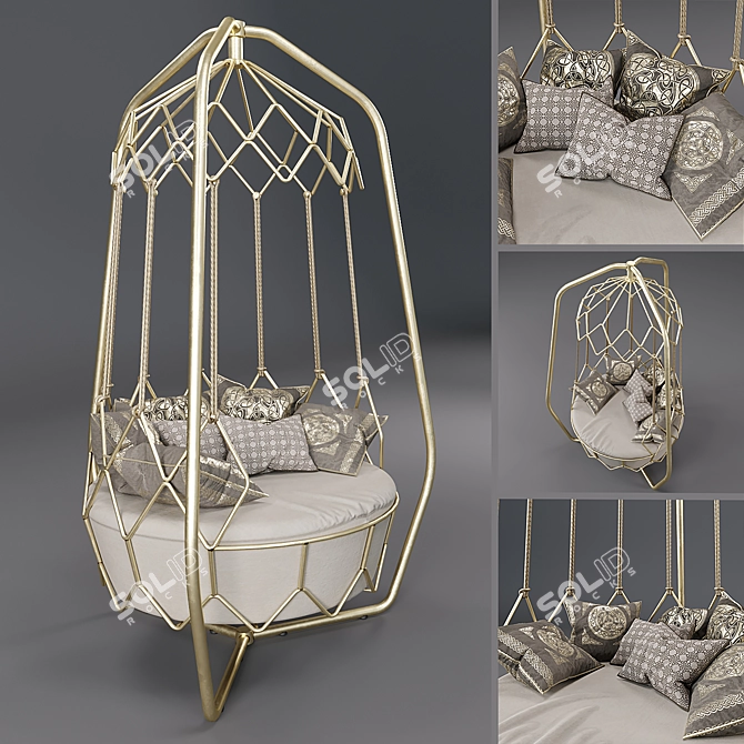 Roberti Rattan Outdoor Swing Bed 3D model image 2