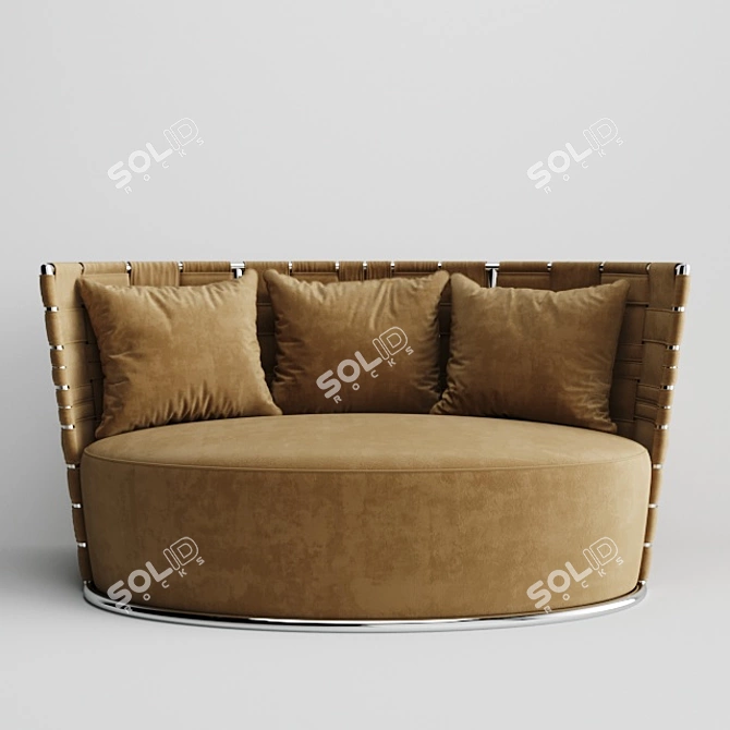 Modern Oval Woven Back Sofa 3D model image 1