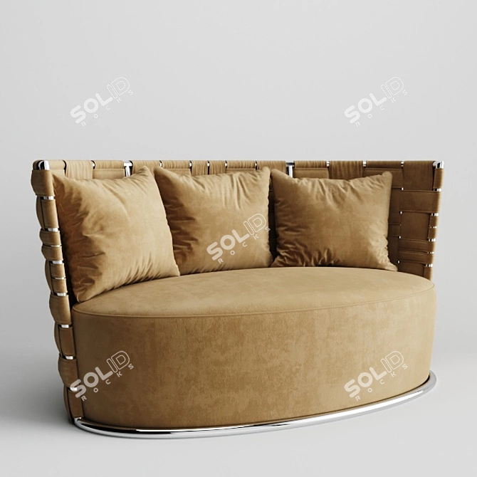 Modern Oval Woven Back Sofa 3D model image 2