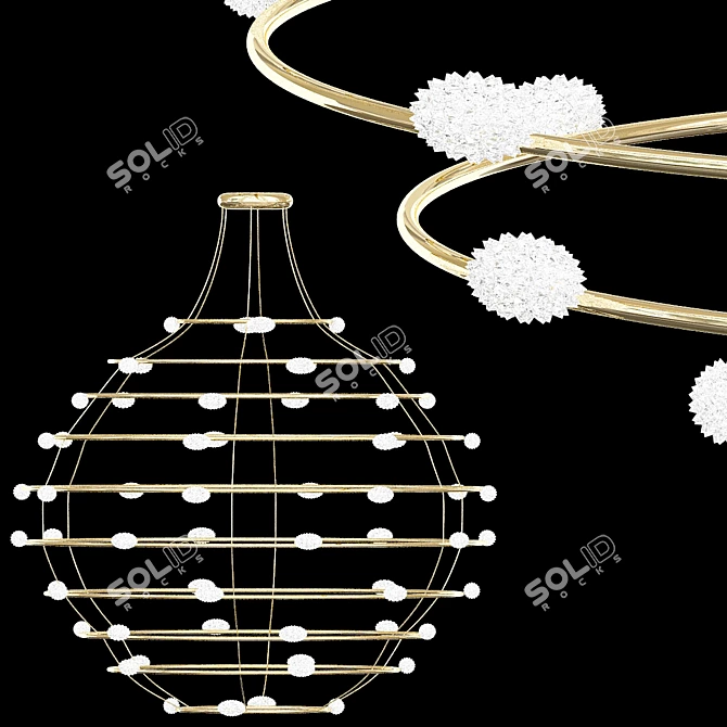 Elegant LED Brass Pendant Chandelier 3D model image 1