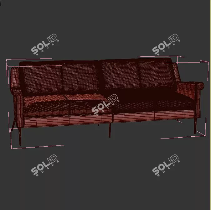 Thames Mid-Century Sofa- Timeless Elegance for Your Home! 3D model image 3
