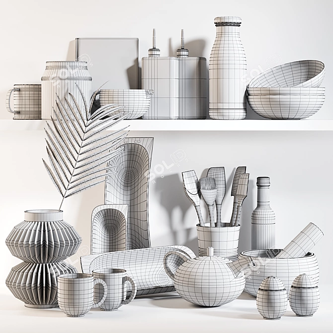 16-Piece Kitchen Accessories Set 3D model image 3