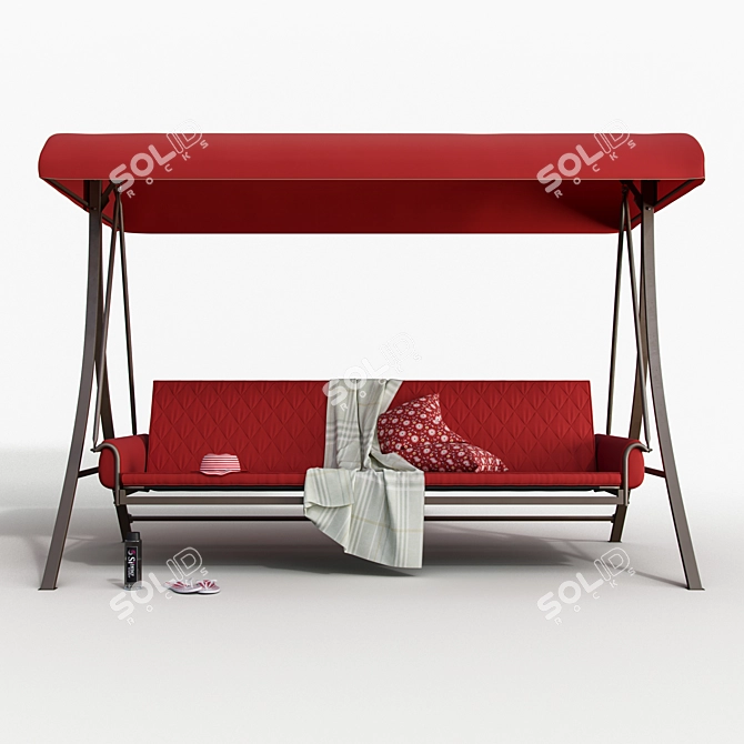 Outdoor Swing: Comfortable Seating for Three 3D model image 2