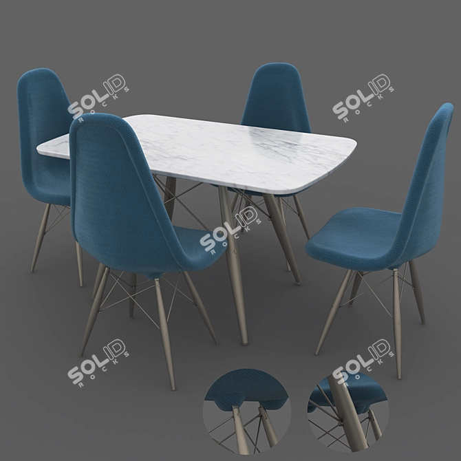 Modern Dining Table Set: Elegant and Functional 3D model image 2