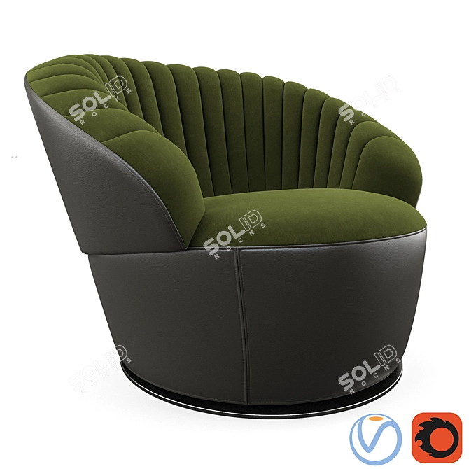 Cozy Velvet Armchair 3D model image 2