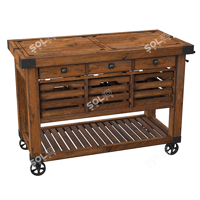 Lydd Kitchen Cart: Convenient and Stylish Solution 3D model image 2