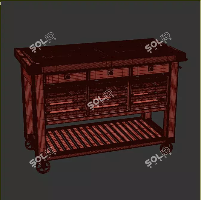 Lydd Kitchen Cart: Convenient and Stylish Solution 3D model image 3