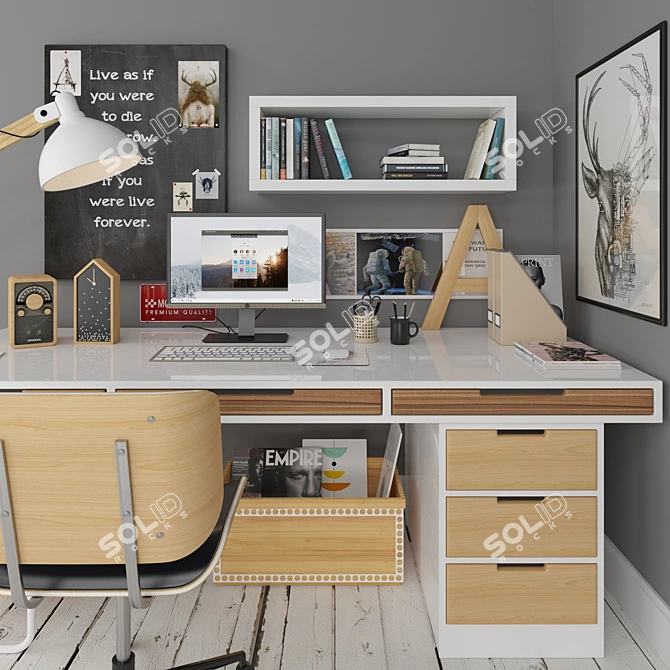 Sleek Scandinavian Workplace: Convertible, Spacious 3D model image 2