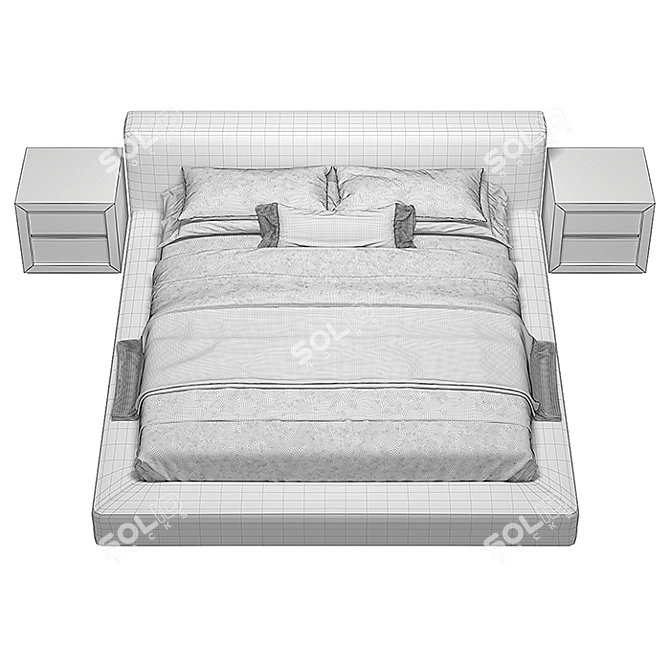 RH Cloud Platform Slipcovered Bed 3D model image 3