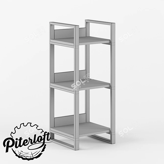 Industrial Wood and Metal Shelf 3D model image 2