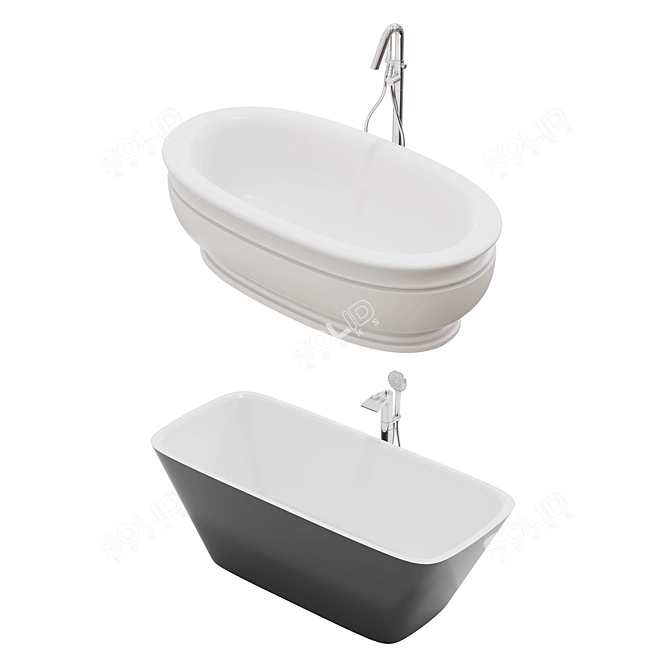 Luxury Freestanding Solid Surface Bathtub 3D model image 2