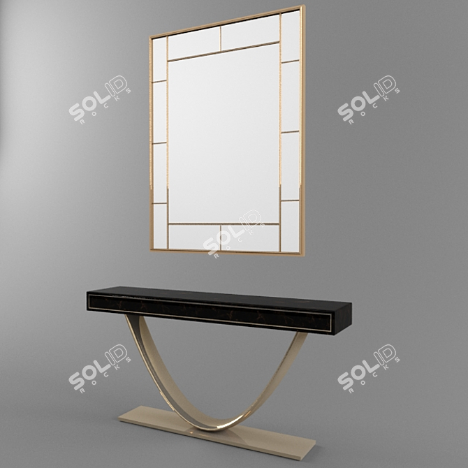 Elegant Console & Mirror Set 3D model image 2