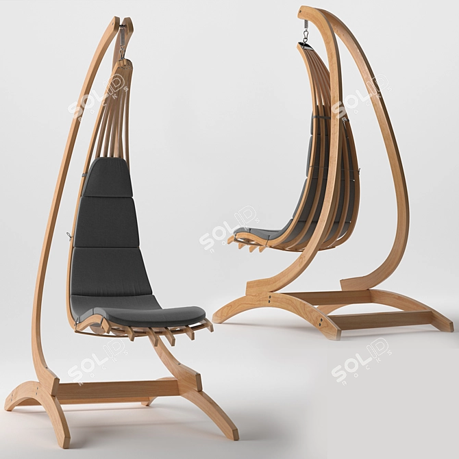 Wave Wooden Hanging Chaise: Luxury Perfection 3D model image 2