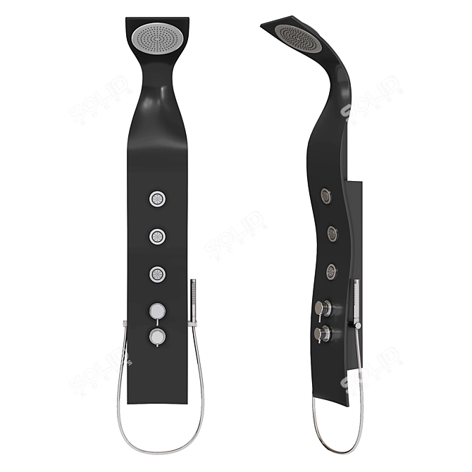 Elegant Black Matte Shower Panel 3D model image 1