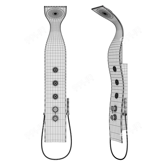 Elegant Black Matte Shower Panel 3D model image 2