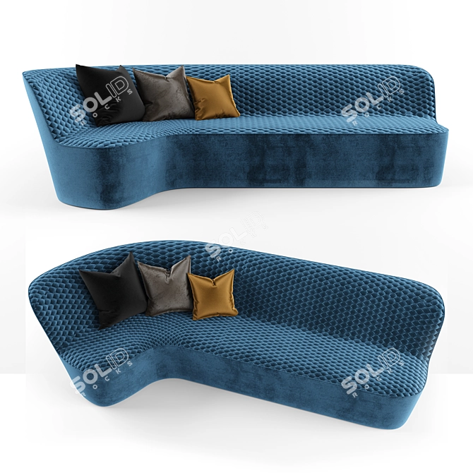 Luxurious Velvet Sofa 3D model image 1