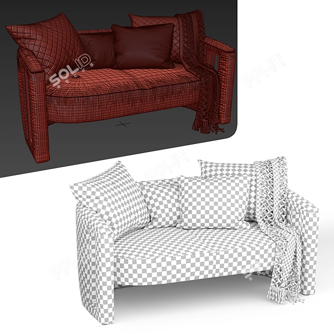 Luxury Velvet Armchair with Armrests 3D model image 3