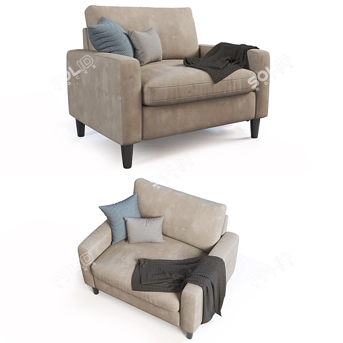 Elegant Velvet Armchair 3D model image 1