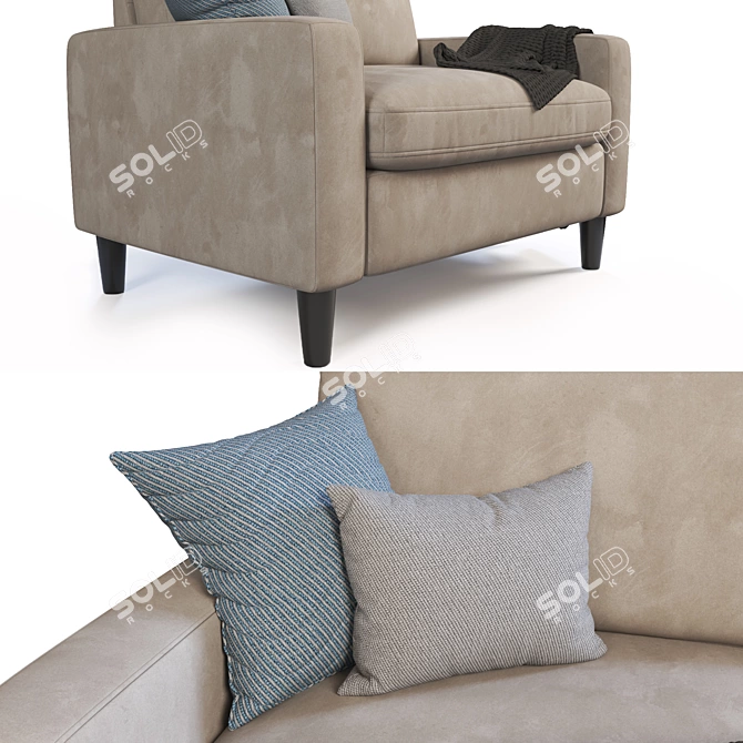 Elegant Velvet Armchair 3D model image 2