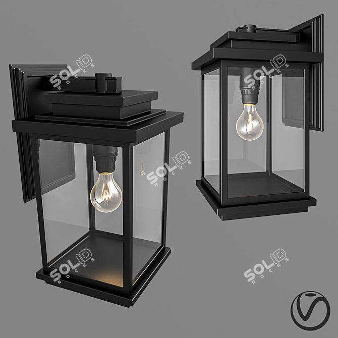 Sleek Black Outdoor Wall Sconce 3D model image 1